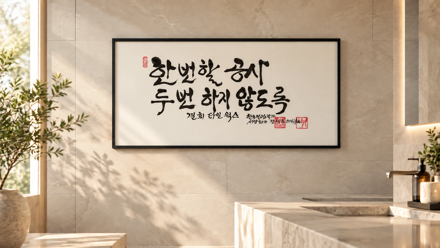 한 번 할 공사, 두 번 하지 않도록. 결휘 타일웍스 사훈