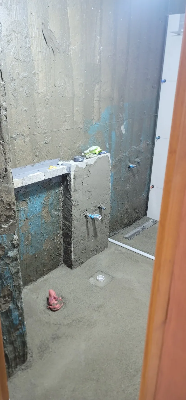 부산 기장 욕실 젠다이를 다시 조적하고 배수 바탕을 정리한 과정